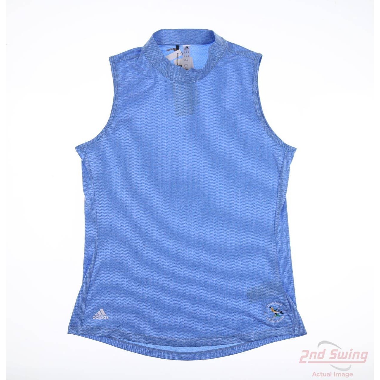 Adidas Golf Shirt Women Xs Blue Mock Neck Sleeveless Textured Ha3484 Activewear